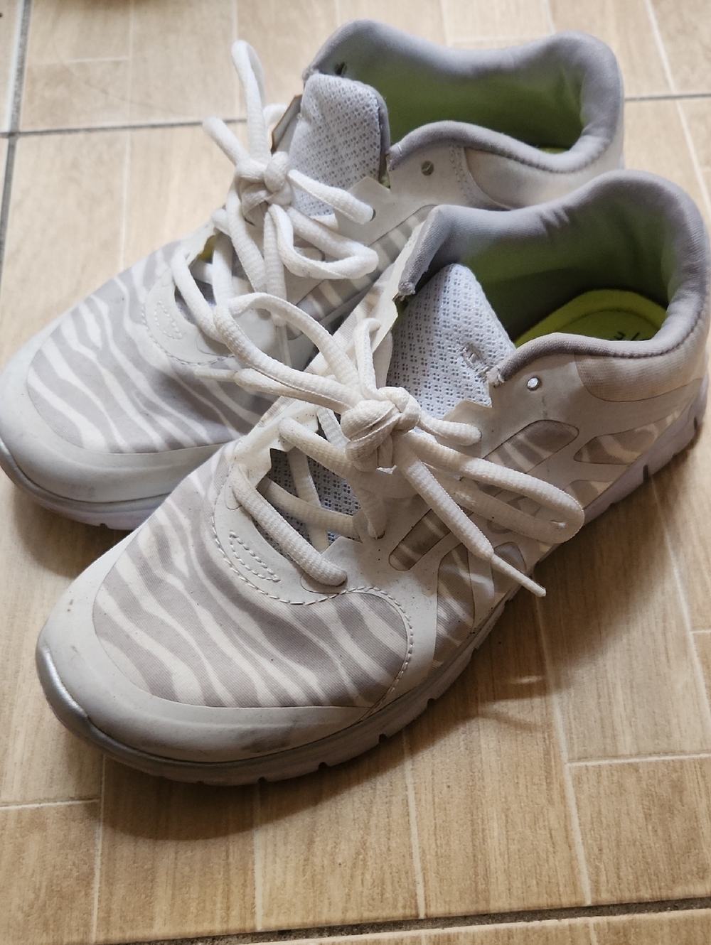 Champion White and Light Gray Zebra-Print Sneakers